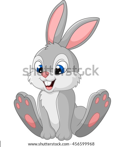 Happy Bunny Cartoon Isolated On White Stock Vector 456599968 - Shutterstock