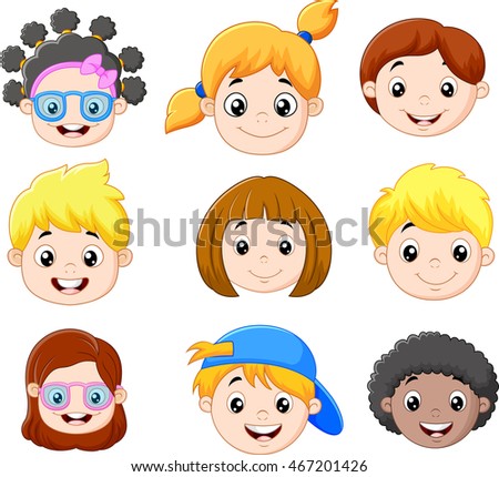 Multi Ethnic Children Faces Caucasian African Stock Vector 82656652 ...