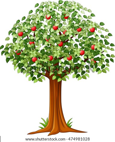 Green Apple Tree Full Red Apples Stock Illustration 474981028 ...