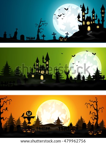 Set of three Halloween banners