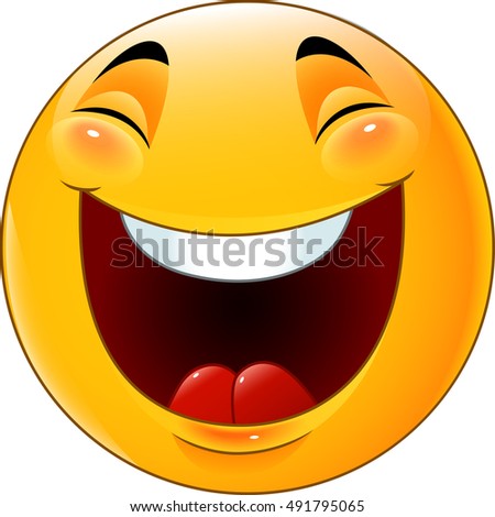 Cartoon Smiley Emoticon Laughing Stock Vector 491795065 - Shutterstock