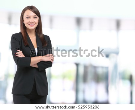 Modern business woman in the office with copy space
