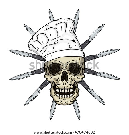 Skull Toque Knifes Cartoon Skull Chef Stock Vector 470494832 - Shutterstock