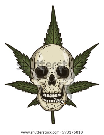 Rastaman Skull Cannabis Leaf Stock Vector 593175818 - Shutterstock