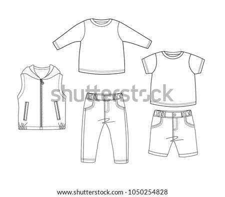 Baby Clothes Design Template Collection Set Long And Short T Shirt Woven Pants