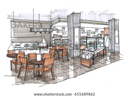 Hand Sketch Interior Design Space Stock Illustration 580633963 ...