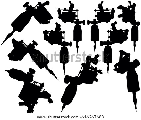 Black Silhouette Graphic Tattoo Machines On Stock Vector ...