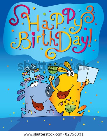 Funny Characters Birthday Cards Stock Vector 82886599 - Shutterstock