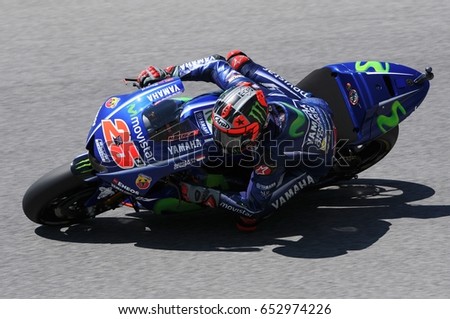MUGELLO - ITALY, JUNE 3: Spanish Yamaha rider Maverick Vinales during the qualifying of the 2017 MotoGP OAKLEY GP of Italy at Mugello circuit on June 3, 2017 in Italy.