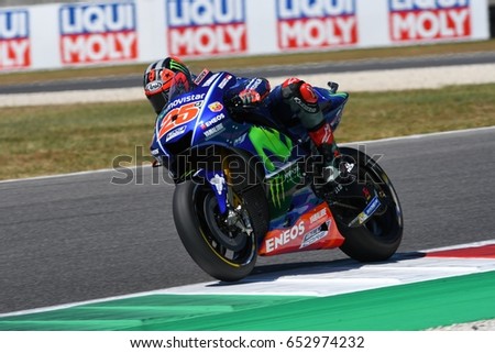 MUGELLO - ITALY, JUNE 3: Spanish Yamaha rider Maverick Vinales during the qualifying of the 2017 MotoGP OAKLEY GP of Italy at Mugello circuit on June 3, 2017 in Italy.