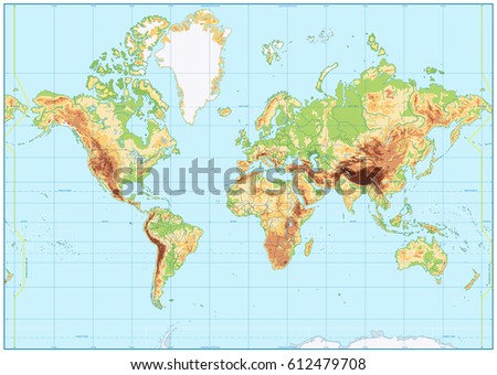 detailed physical world map no labeling stock vector royalty free