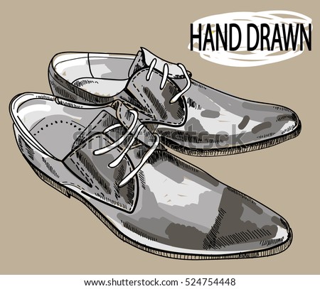 Male Shoes Drawing By Hand In Vintage Style Stylish Mens Male Shoes Drawing By Hand In Vintage Style Stylish Mens