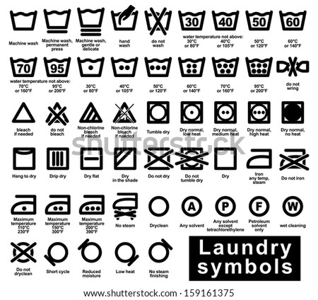 Icon Set Laundry Symbols Vector Illustration Stock Vector 159161375