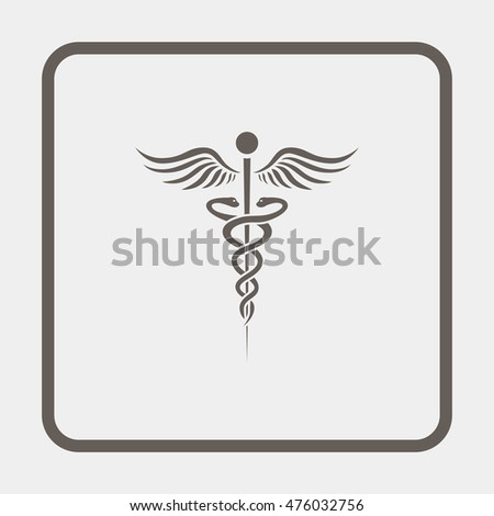 Caduceus of Hermes healthcare flat icon.