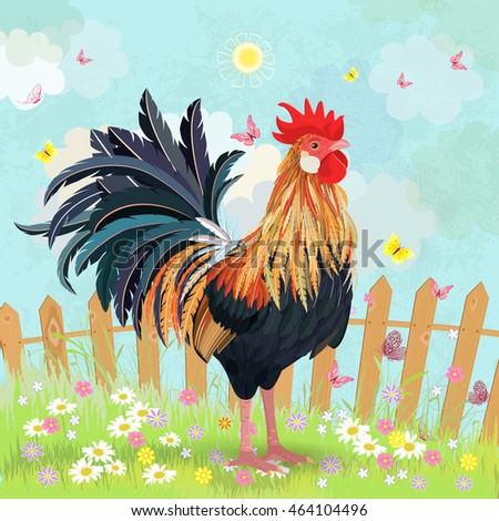 symbol of avian happiness 204864187 Chickenvector Stock Shutterstock Vector Cock   Illustration