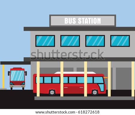 Bus Station Design Vector Stock Vector 618272618 