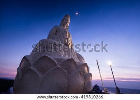 The Bodhisattva Statue on top of Cao Cat mountain, Phu Quy Island, Binh Thuan Province, Vietnam