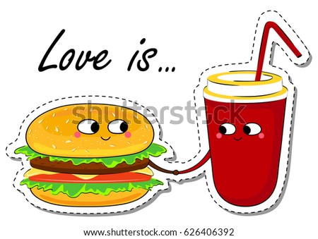 Vector Hamburger Cola Cup Cartoon Characters Stock Vector 