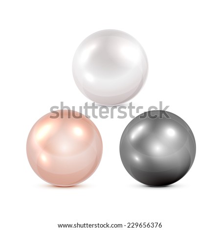 Three pearl isolated on white background, illustration.