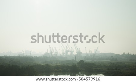 Cargo ships in a port of Hai Phong, Vietnam
