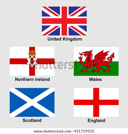 United Kingdom Collection Flags National Emblems Stock Vector 431759935 ...