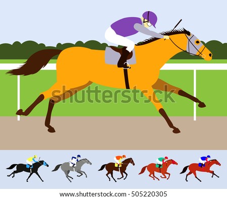 Buckskin Race Horse Jockey On Racecourse Stock Vector 505220305 ...