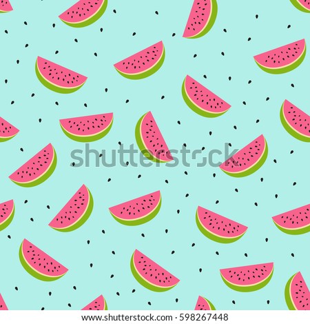 Seamless Watermelon Pattern Cute Green Watermelon Stock Vector ...