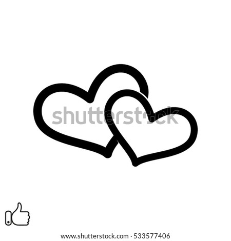 Two Hearts Black Vector Icon Ten Stock Vector 523926016 - Shutterstock