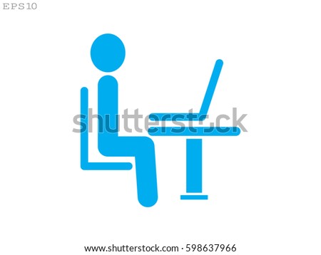 the man behind the laptop, icon, vector illustration eps10