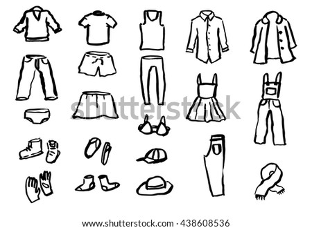 Ink Hand Drawn Clothes Set Shirt Stock Illustration 438181684 ...