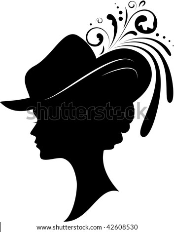 Silhouette Young Woman Hat On White Stock Vector 42608530 ...