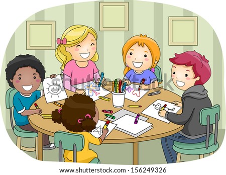 Cartoon Illustration Classroom Stock Illustration 117596191 - Shutterstock