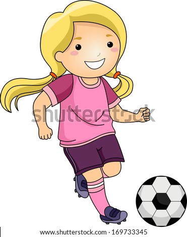 Illustration Little Girl Kicking Soccer Ball Stock Vector 169733345 ...