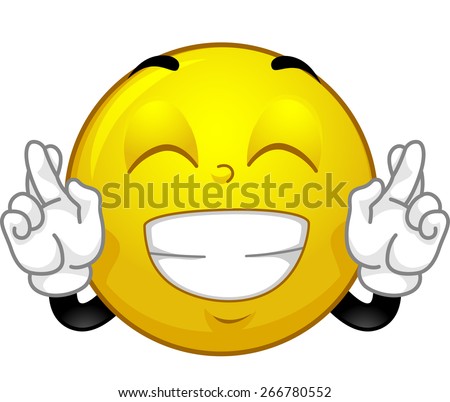 Mascot Illustration Smiley Crossing Fingers Luck Stock Vector 266780552