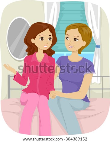 Illustration of a Teenage Girl Having a Talk with Her Mother