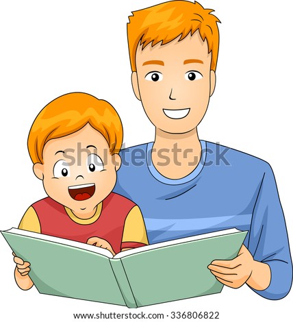 Illustration Happy Boy Reading Book His Stock Vector 370282472 ...