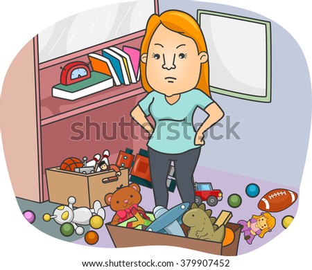 Illustration Exited Little Girl Who Packing Stock Vector 130522421 ...