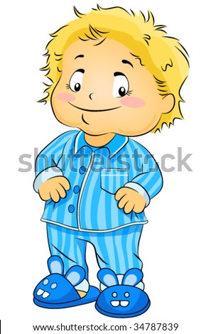 Young Boy in PJs - Vector - stock vector