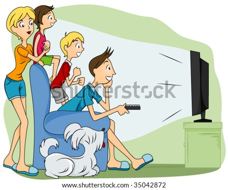 People watching tv cartoons Stock Photos, Images, & Pictures | Shutterstock