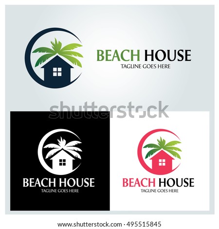 Beach House Logo Design Template Green Stock Vector 495515845 Shutterstock Green Tree Vector Logo Design Template Stock Vector More Images Of 2015 465664290 Istock