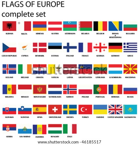 Official List All European Country Flags Stock Vector 15007249 ...