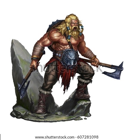 Viking Berserker On White On Stone Stock Illustration 607281098 ...