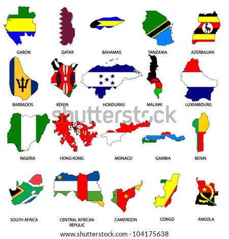 World Flags Map Pack 7 Stock Vector 104175638 - Shutterstock