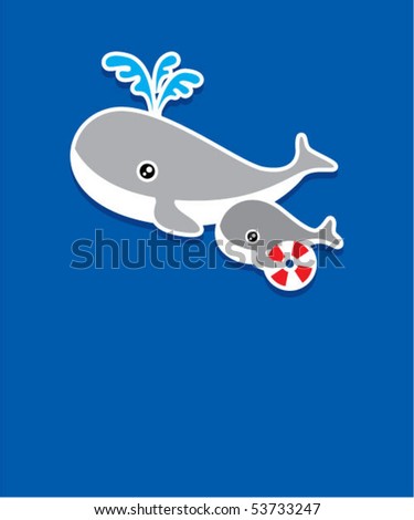 Cute Whale Cartoon Wallpaper Stock Vector 53883070 - Shutterstock