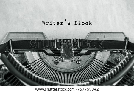 Writers Block typed words on a Vintage Typewriter