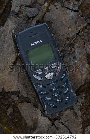 London, England - September 24, 2011: Nokia 8310 Mobile Phone, One of the smallest Nokia handsets which included an FM radio, First launched in 2000-.