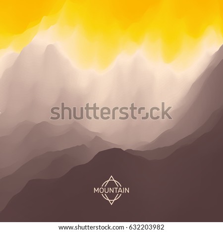 Mountain Landscape. Mountainous Terrain. Vector Illustration. Abstract Background.