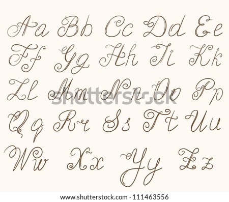 Vector Hand Drawn Calligraphic Alphabet Based Stock Vector 118461592 ...