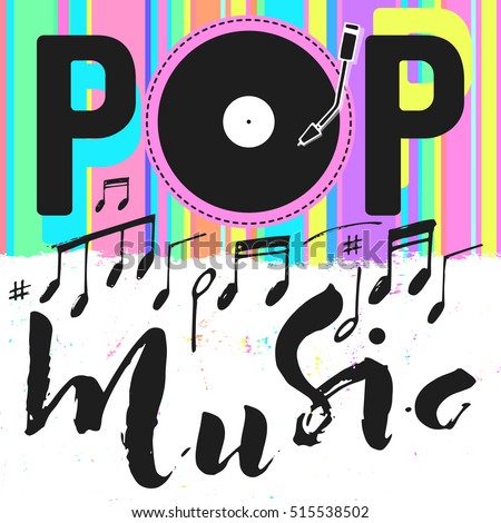  Pop Music Text Art Colorful Calligraphy Stock Vector 