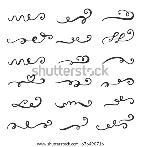 Vector Flourishes Swirls Curls And Scrolls Set Calligraphic Design Elements Hand Drawn Vector Flourishes Swirls Curls And Scrolls Set Calligraphic Design Elements Hand Drawn